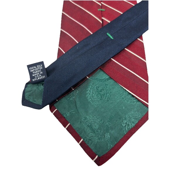 Tommy Hilfiger Men’s Silk Tie Burgundy Red White Diagonal Stripe  57"x 3.75" - Picture 5 of 6